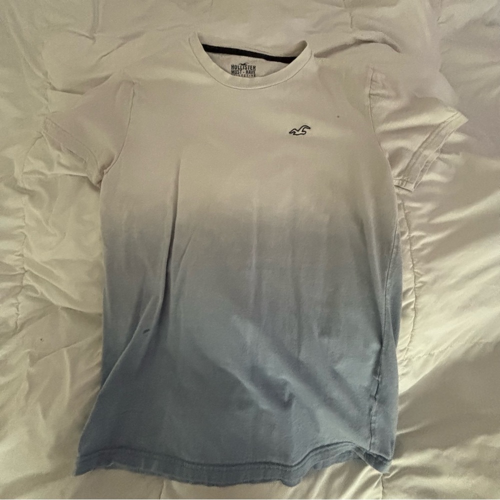 Hollister White and Blue Gradient Tee